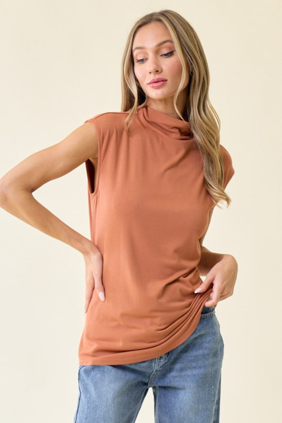 Raised Neck Knit Top