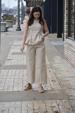 Remi Gingham Peplum Top
