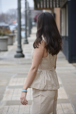 Remi Gingham Peplum Top