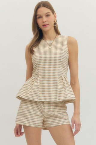 Remi Gingham Peplum Top