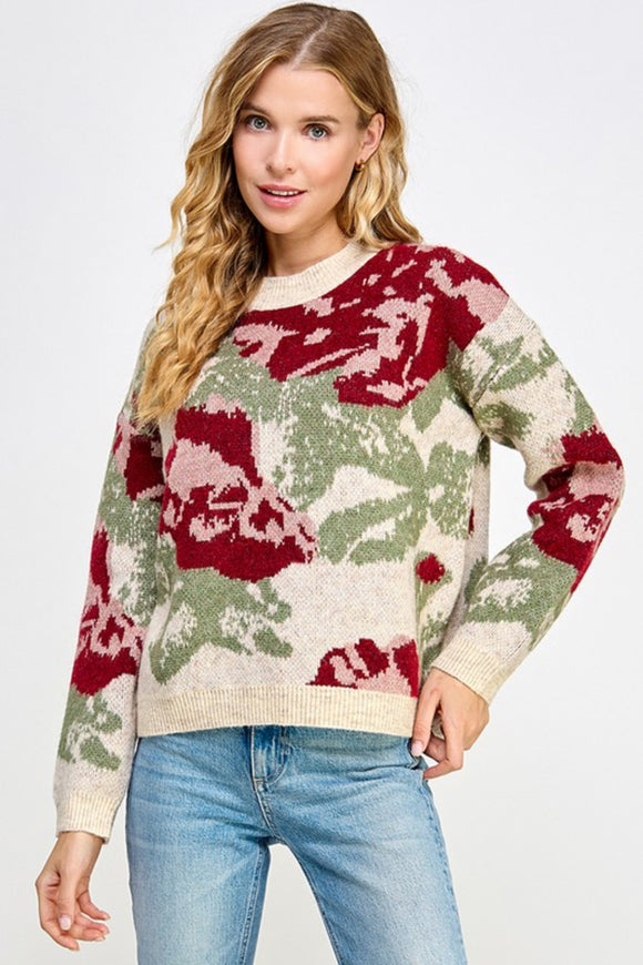 Rosemary Flower Pullover Sweater