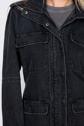 Selervo Washed Denim Utility Jacket - urbanity online and boutique