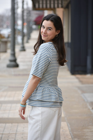 Sarah Striped Ruffle Top