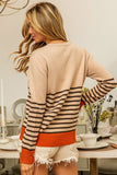 Striped color block sweater (oat/mocha/rust)