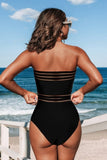 Black mesh one-piece swimsuit (back)