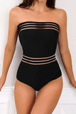 Black mesh one-piece swimsuit