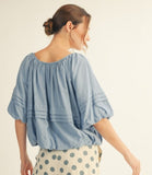 Stevie Blue Bubble Hem Top - urbanity online and boutique