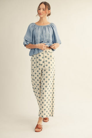 Stevie Blue Bubble Hem Top - urbanity online and boutique