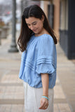 Stevie Blue Bubble Hem Top