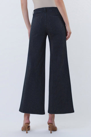 Verlet Stripe High-Rise Wide Leg Jeans with Patch Pockets