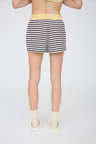 Sun-Drenched Striped Knit Shorts | Charcoal & Cream Loungewear