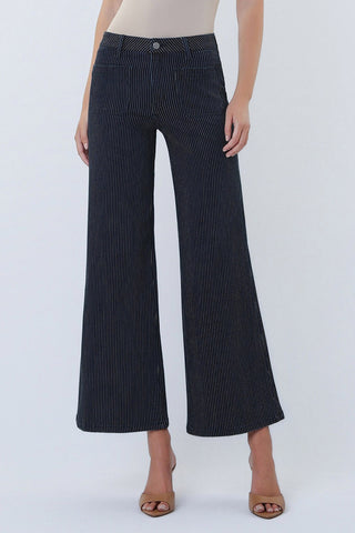 Verlet Stripe High-Rise Wide Leg Jeans with Patch Pockets