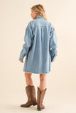 Oversized rhinestone studded denim jacket (back)