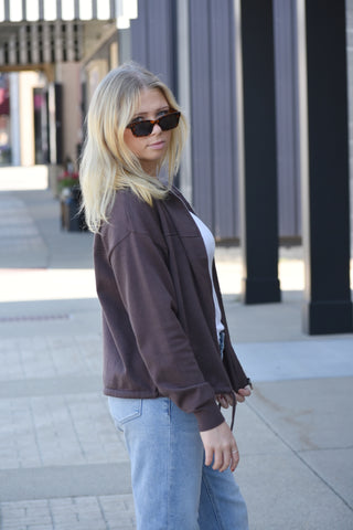Sutton Mock Neck Drawstring Full-Zip Sweater Jacket