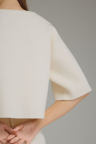 Eleanor Cream Cropped Knit Cardigan – Bold Button 3/4 Sleeve Sweater