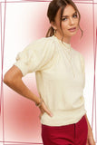 Fuzzy short/puff sleeved top (ivory)