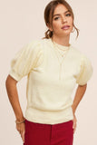 Fuzzy short/puff sleeved top (ivory)
