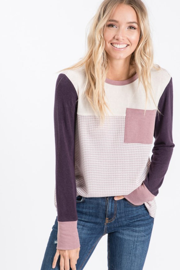 Plum color block top 