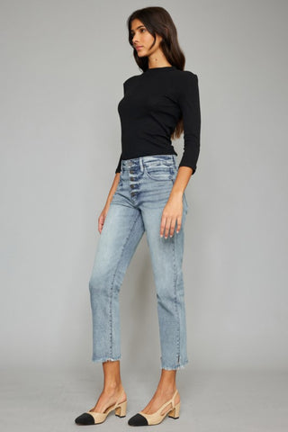 High rise straight leg jeans