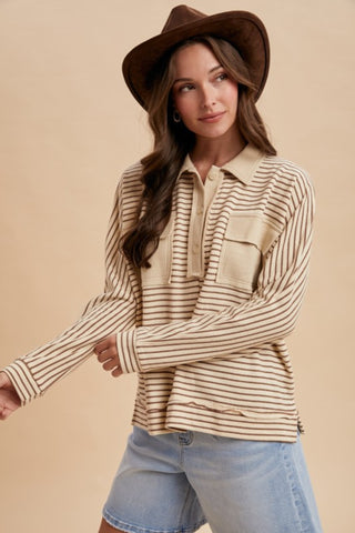 Trinity Striped Polo Top