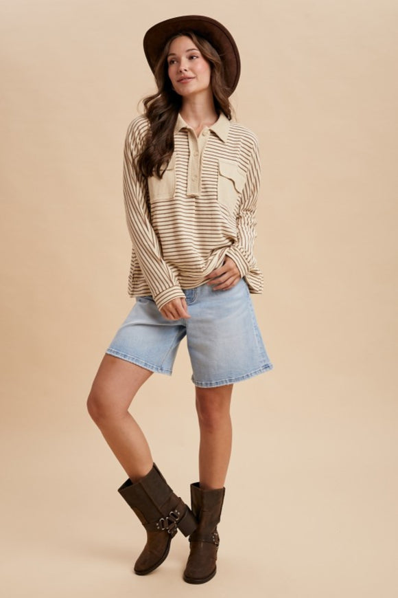 Trinity Striped Polo Top
