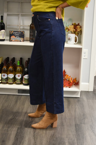 Vertical Seam High-Rise Dark Wash Jeans