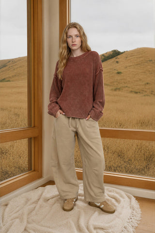 Mineral Wash Oversized Ribbed Knit Sweater