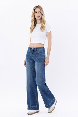 Moonstone High-Rise Seamed Wide Leg Trouser Jeans