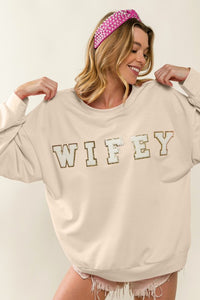Wifey Letter Patch Sweatshirt