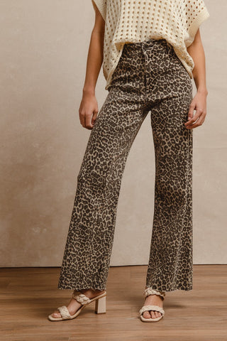 Wild Side Leopard Print High-Rise Flare Jeans
