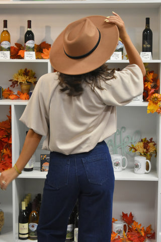 Luna Soft Almond Bubble Sleeve Tee