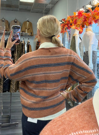 Graham Oversized Striped Button-Down Cardigan