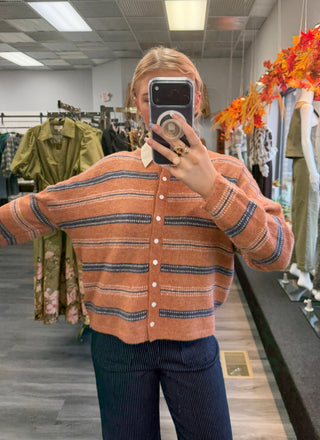 Graham Oversized Striped Button-Down Cardigan