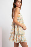 Spaghetti strap floral tiered dress (tangerine)