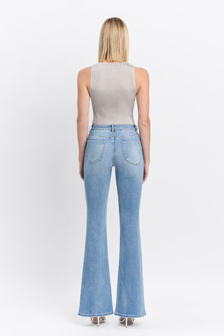 Retro Revival: High-Rise Light Wash Flare Jeans