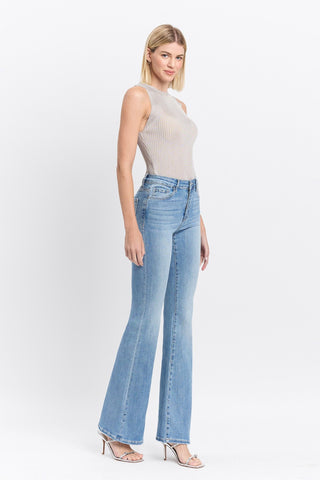 Retro Revival: High-Rise Light Wash Flare Jeans