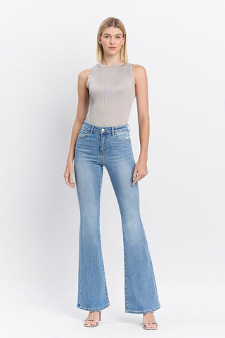 Retro Revival: High-Rise Light Wash Flare Jeans
