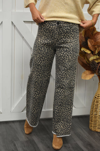 Wild Side Leopard Print High-Rise Flare Jeans