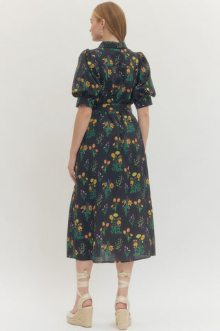 Hailey Floral Print Midi Dress - urbanity online and boutique