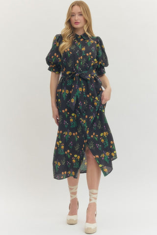 Hailey Floral Print Midi Dress - urbanity online and boutique