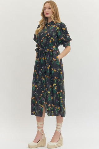 Hailey Floral Print Midi Dress - urbanity online and boutique