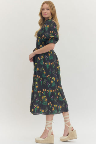 Hailey Floral Print Midi Dress - urbanity online and boutique