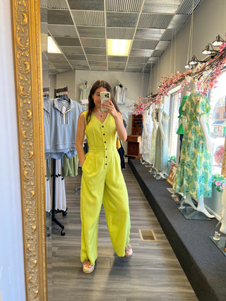 lime v neck jumpsuit