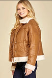 Fleece-lined puffer jacket (camel)