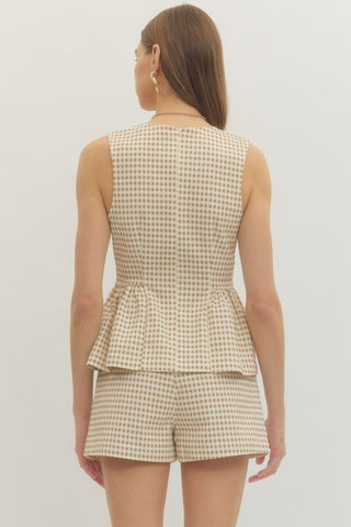 Remi Gingham Peplum Top
