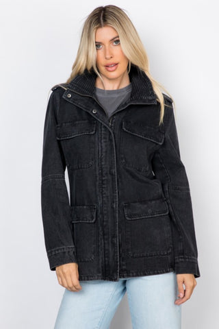 Selervo Washed Denim Utility Jacket - urbanity online and boutique
