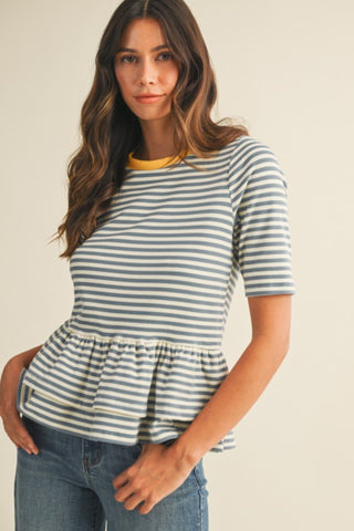 Sarah Striped Ruffle Top - urbanity online and boutique