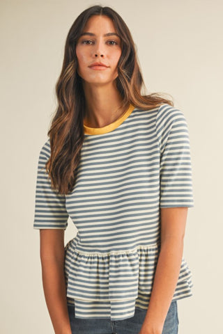 Sarah Striped Ruffle Top - urbanity online and boutique