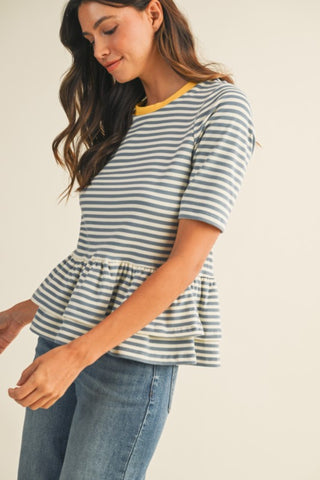 Sarah Striped Ruffle Top - urbanity online and boutique