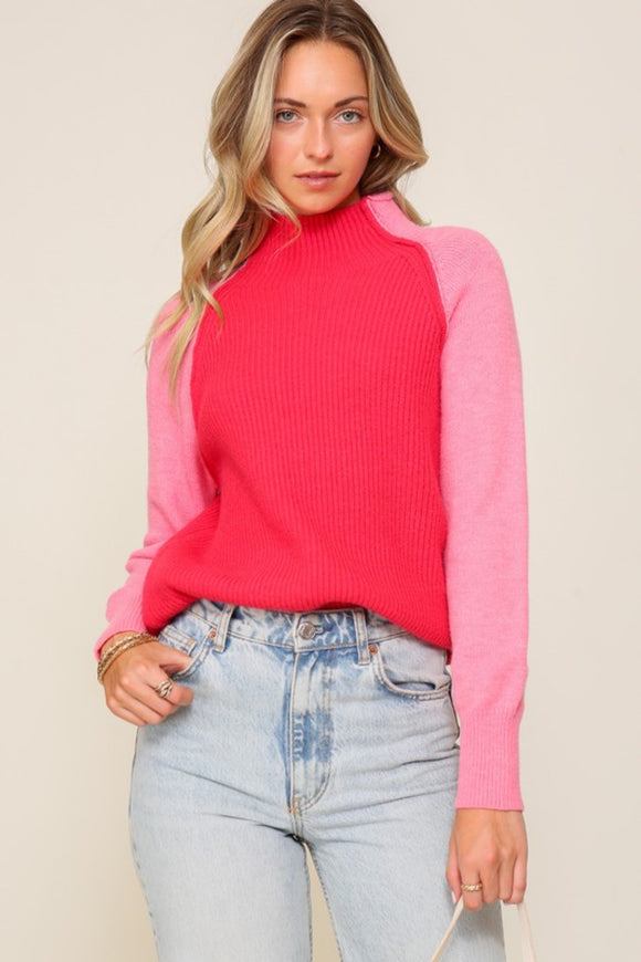 Red/pink two tone sweater
